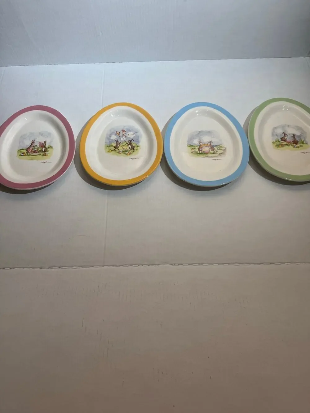 Williams Sonoma egg shaped Easter plates